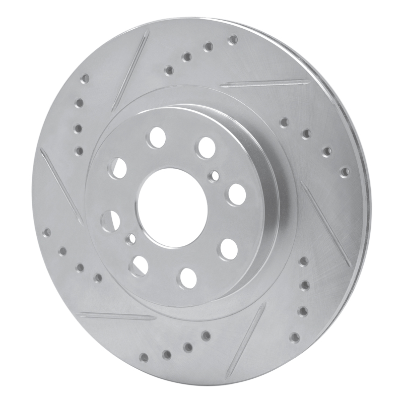 Toyota MR2 Spyder Brake Rotor (1) - Rear Left - R1 Concepts - Drilled & Slotted - Silver - `00-`05